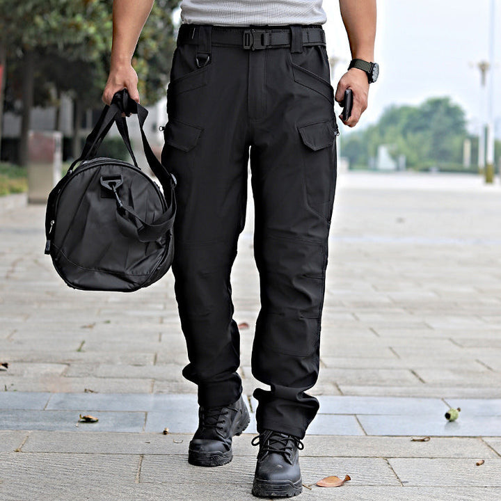 Stretch biker pants with holster pockets