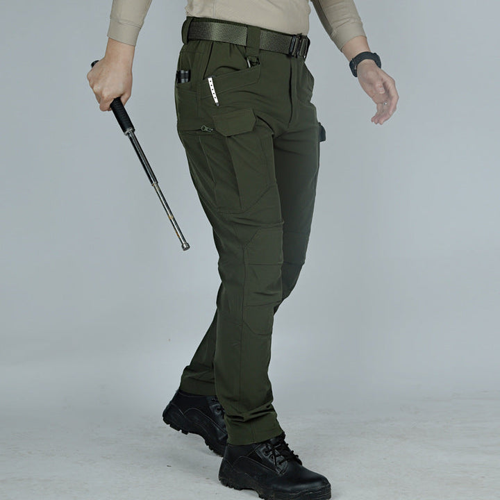 Stretch biker pants with holster pockets