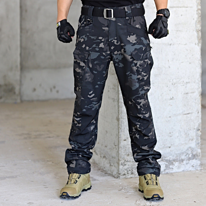 Stretch biker pants with holster pockets