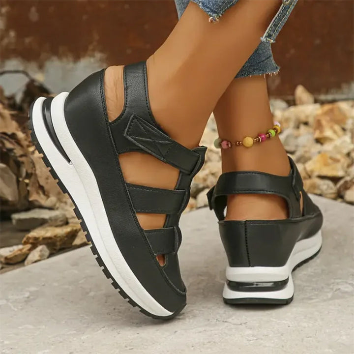 Orthopedic velcro sandals with closed toes