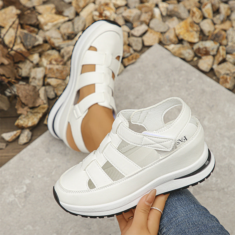 Orthopedic velcro sandals with closed toes