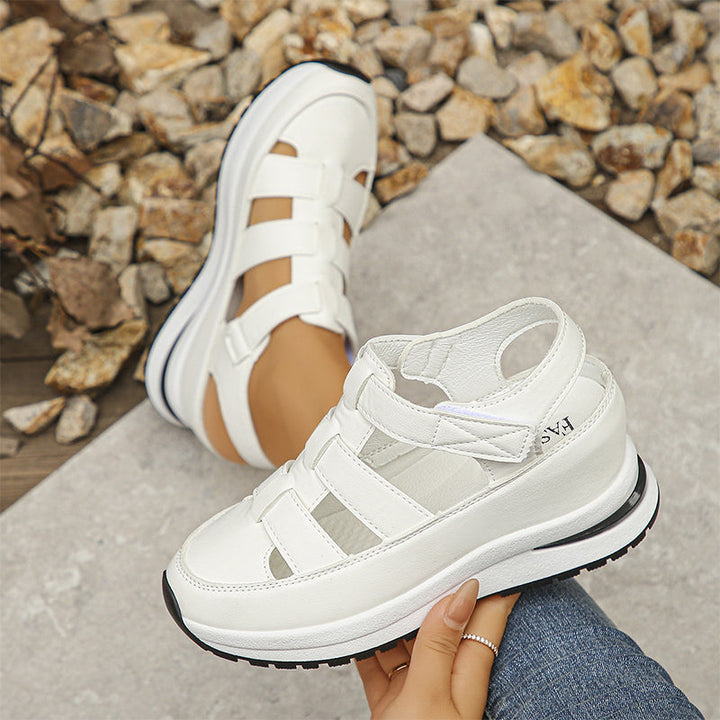 Orthopedic velcro sandals with closed toes